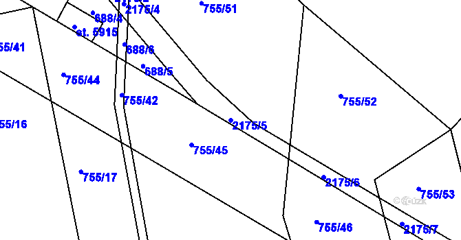 Parcela st. 2175/5 v KÚ Šumperk, Katastrální mapa