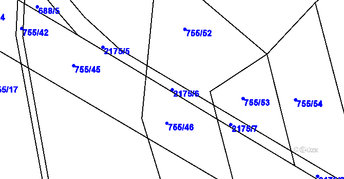 Parcela st. 2175/6 v KÚ Šumperk, Katastrální mapa