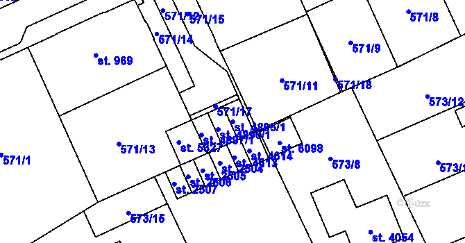Parcela st. 4895/1 v KÚ Šumperk, Katastrální mapa