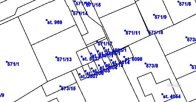 Parcela st. 4896/1 v KÚ Šumperk, Katastrální mapa
