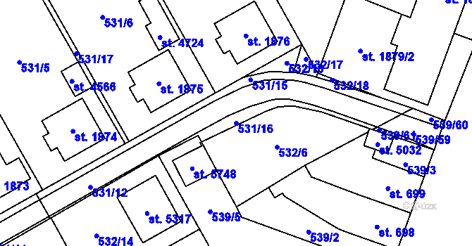 Parcela st. 531/16 v KÚ Šumperk, Katastrální mapa