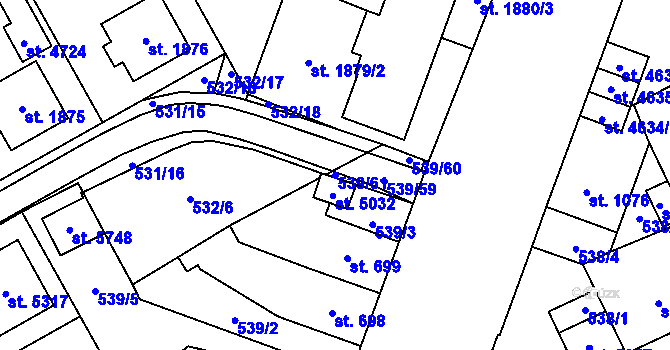 Parcela st. 539/61 v KÚ Šumperk, Katastrální mapa