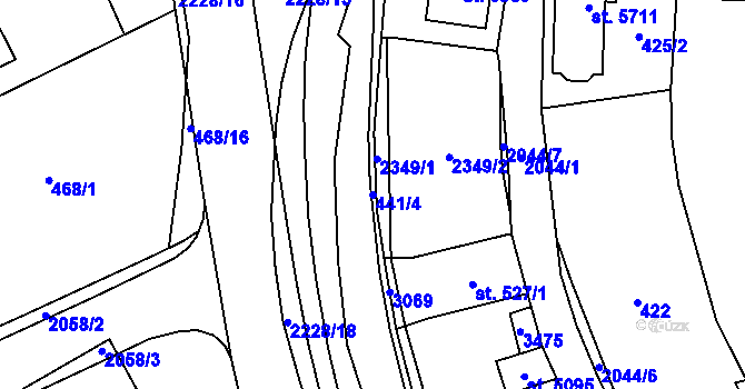Parcela st. 441/4 v KÚ Šumperk, Katastrální mapa