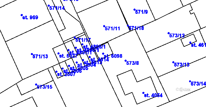 Parcela st. 6098 v KÚ Šumperk, Katastrální mapa