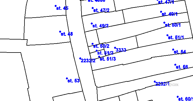 Parcela st. 51/2 v KÚ Šumperk, Katastrální mapa
