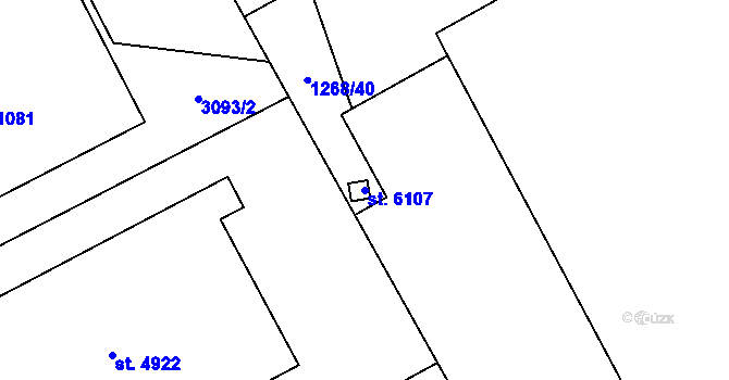 Parcela st. 6107 v KÚ Šumperk, Katastrální mapa