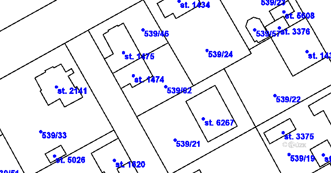 Parcela st. 539/62 v KÚ Šumperk, Katastrální mapa