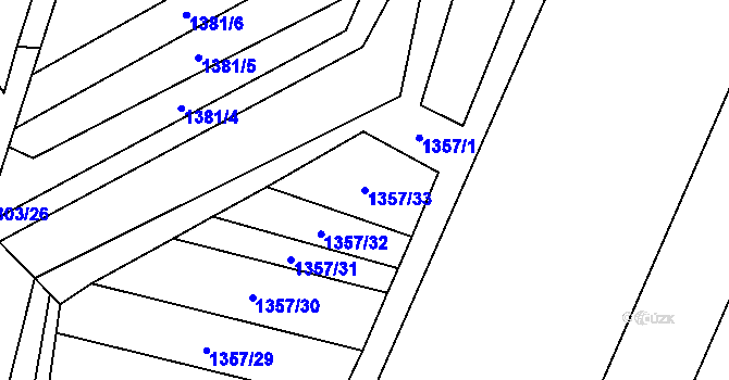 Parcela st. 1357/33 v KÚ Šumperk, Katastrální mapa