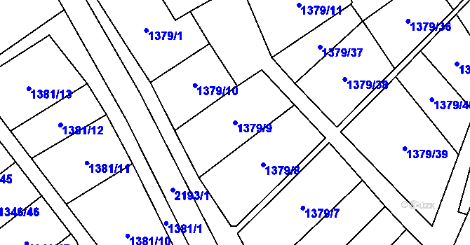 Parcela st. 1379/9 v KÚ Šumperk, Katastrální mapa