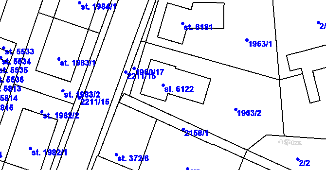 Parcela st. 6122 v KÚ Šumperk, Katastrální mapa