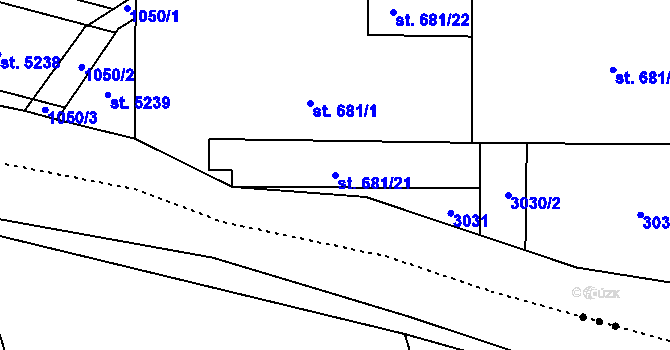 Parcela st. 681/21 v KÚ Šumperk, Katastrální mapa