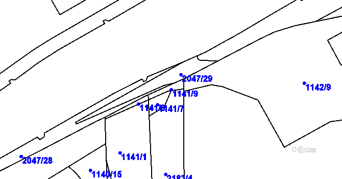 Parcela st. 1141/9 v KÚ Šumperk, Katastrální mapa