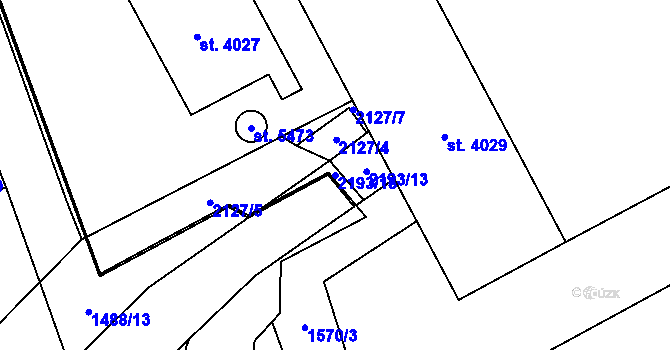Parcela st. 2193/15 v KÚ Šumperk, Katastrální mapa