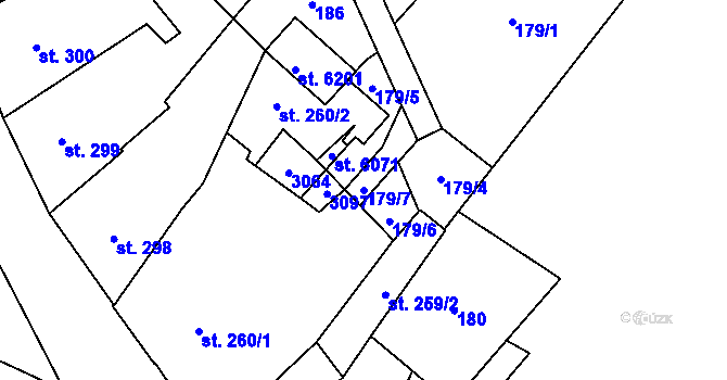 Parcela st. 179/7 v KÚ Šumperk, Katastrální mapa
