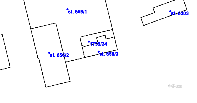 Parcela st. 656/3 v KÚ Šumperk, Katastrální mapa