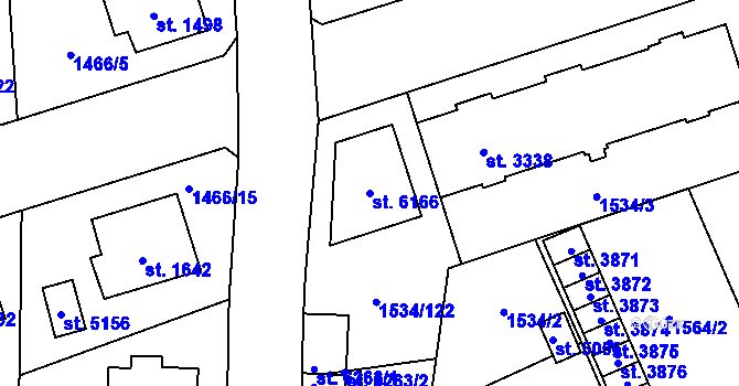 Parcela st. 6166 v KÚ Šumperk, Katastrální mapa