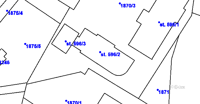 Parcela st. 596/2 v KÚ Šumperk, Katastrální mapa