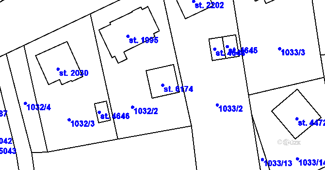 Parcela st. 6174 v KÚ Šumperk, Katastrální mapa