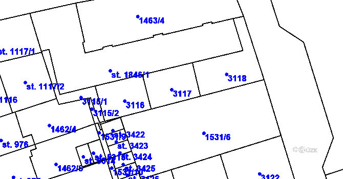 Parcela st. 3117 v KÚ Šumperk, Katastrální mapa