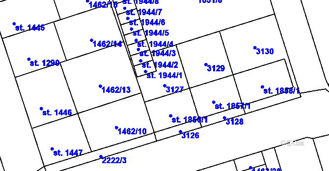 Parcela st. 3127 v KÚ Šumperk, Katastrální mapa