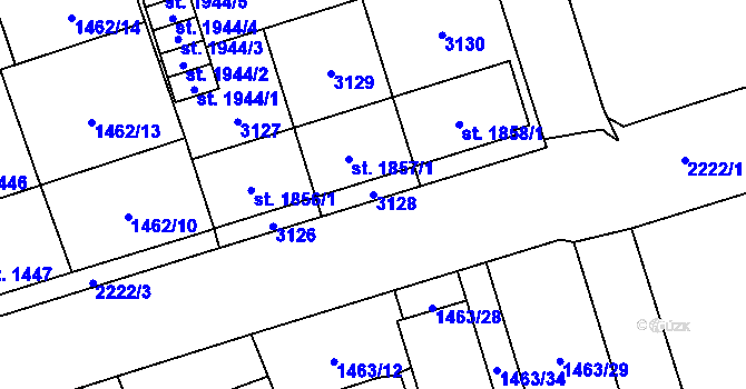 Parcela st. 3128 v KÚ Šumperk, Katastrální mapa