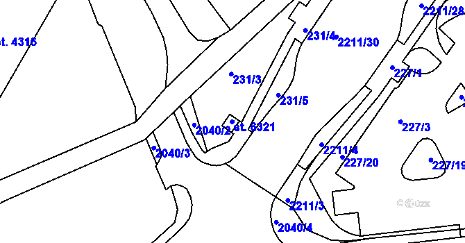 Parcela st. 231/2 v KÚ Šumperk, Katastrální mapa