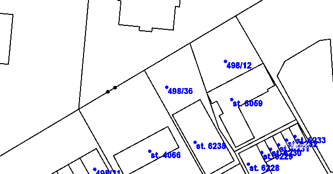 Parcela st. 498/36 v KÚ Šumperk, Katastrální mapa