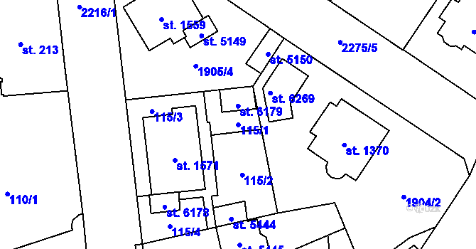 Parcela st. 115/1 v KÚ Šumperk, Katastrální mapa