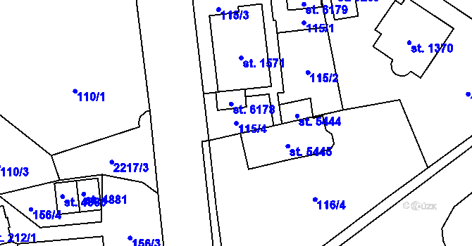Parcela st. 115/4 v KÚ Šumperk, Katastrální mapa