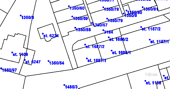 Parcela st. 1687/2 v KÚ Šumperk, Katastrální mapa
