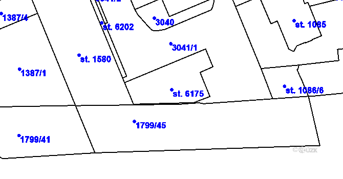 Parcela st. 6175 v KÚ Šumperk, Katastrální mapa