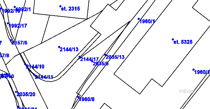 Parcela st. 2035/13 v KÚ Šumperk, Katastrální mapa