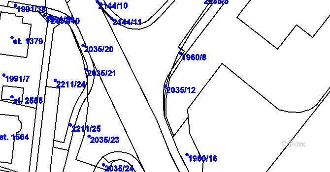 Parcela st. 2035/12 v KÚ Šumperk, Katastrální mapa