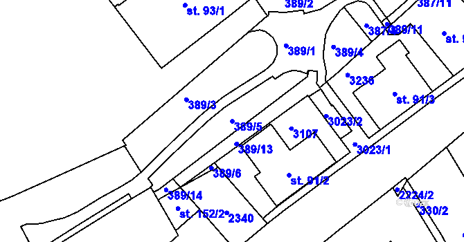 Parcela st. 389/5 v KÚ Šumperk, Katastrální mapa