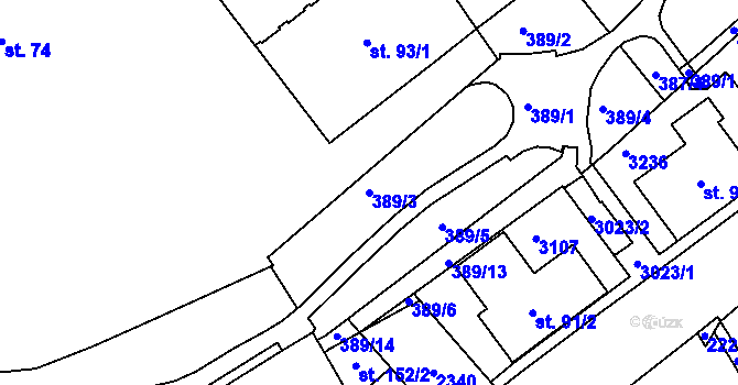 Parcela st. 389/3 v KÚ Šumperk, Katastrální mapa
