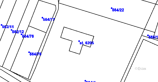 Parcela st. 6205 v KÚ Šumperk, Katastrální mapa