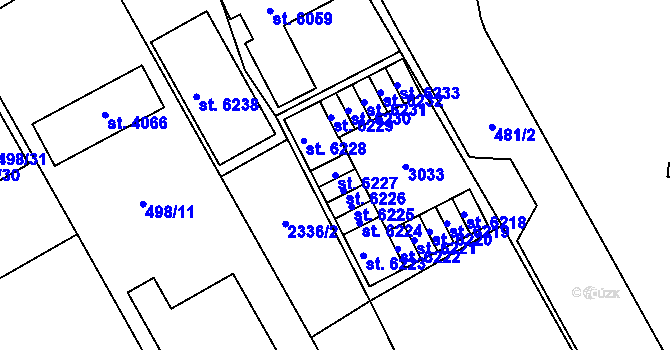 Parcela st. 6227 v KÚ Šumperk, Katastrální mapa