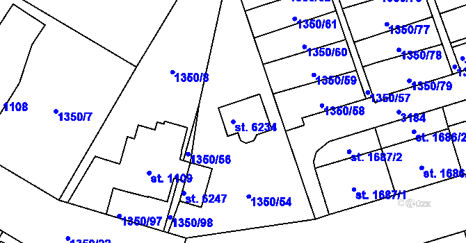 Parcela st. 6234 v KÚ Šumperk, Katastrální mapa