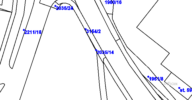 Parcela st. 2035/14 v KÚ Šumperk, Katastrální mapa