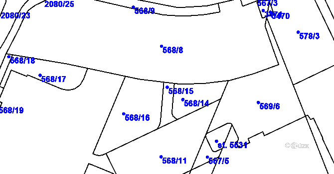 Parcela st. 568/15 v KÚ Šumperk, Katastrální mapa