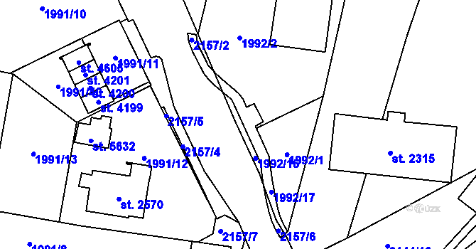 Parcela st. 1992/14 v KÚ Šumperk, Katastrální mapa