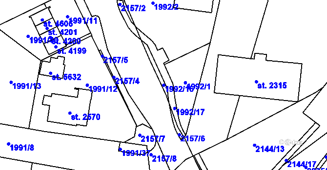 Parcela st. 1992/16 v KÚ Šumperk, Katastrální mapa