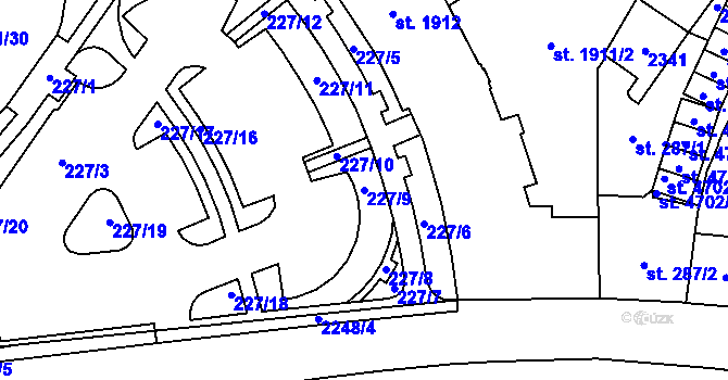 Parcela st. 227/9 v KÚ Šumperk, Katastrální mapa