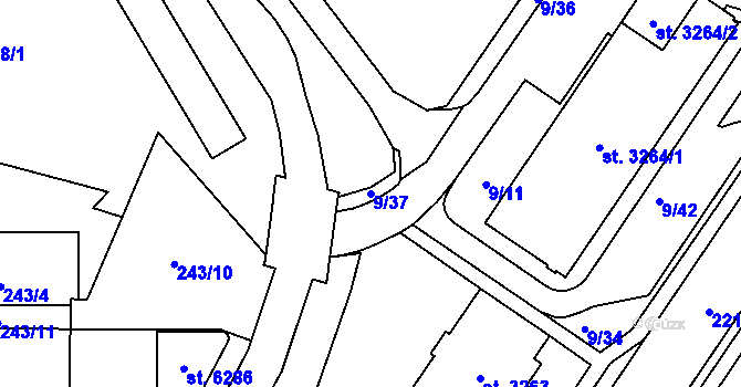 Parcela st. 9/37 v KÚ Šumperk, Katastrální mapa