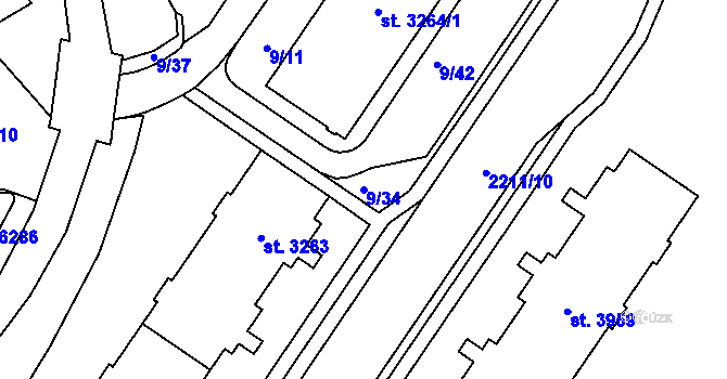 Parcela st. 9/34 v KÚ Šumperk, Katastrální mapa