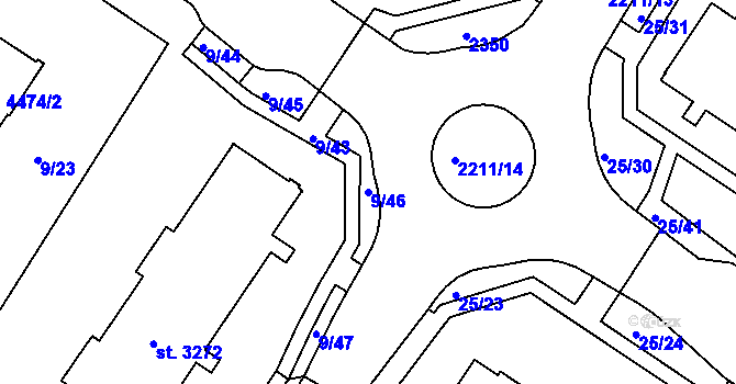 Parcela st. 9/46 v KÚ Šumperk, Katastrální mapa