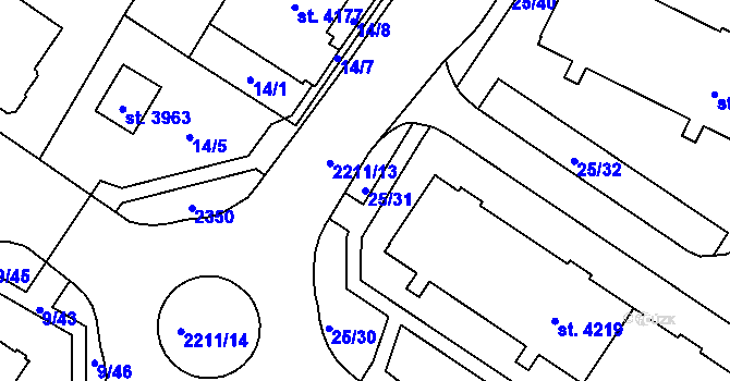 Parcela st. 25/31 v KÚ Šumperk, Katastrální mapa