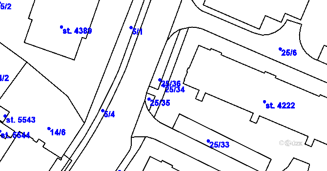 Parcela st. 25/34 v KÚ Šumperk, Katastrální mapa