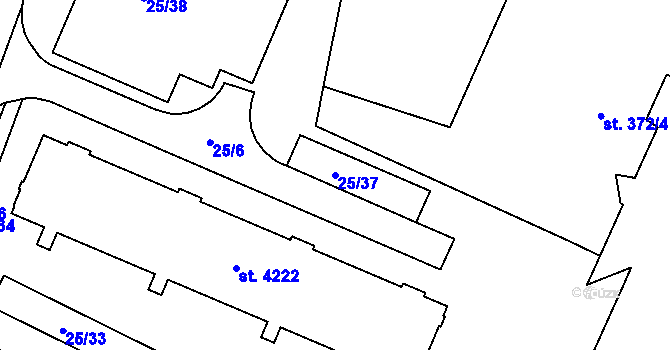 Parcela st. 25/37 v KÚ Šumperk, Katastrální mapa
