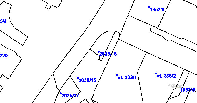 Parcela st. 2035/16 v KÚ Šumperk, Katastrální mapa
